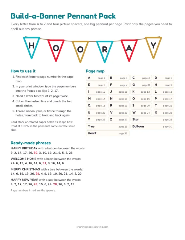 Preview of the build-a-banner pennant pack